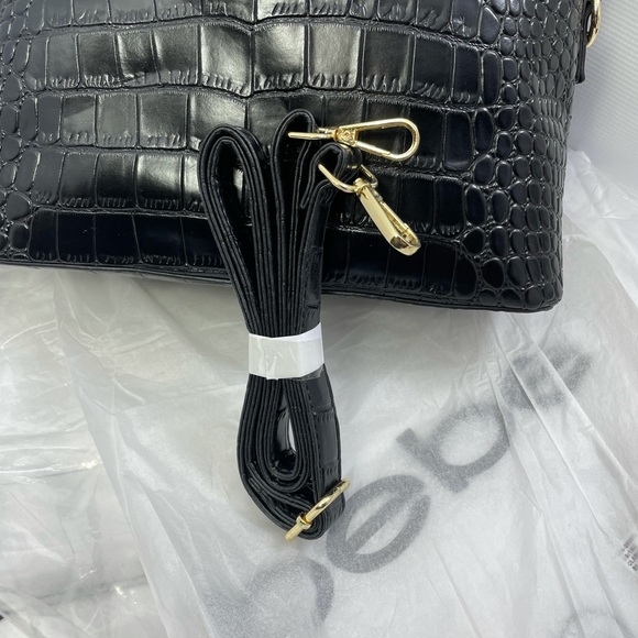 Bebe Clarita Croco Dome. Black/Gold. NWT. - Picture 9 of 11